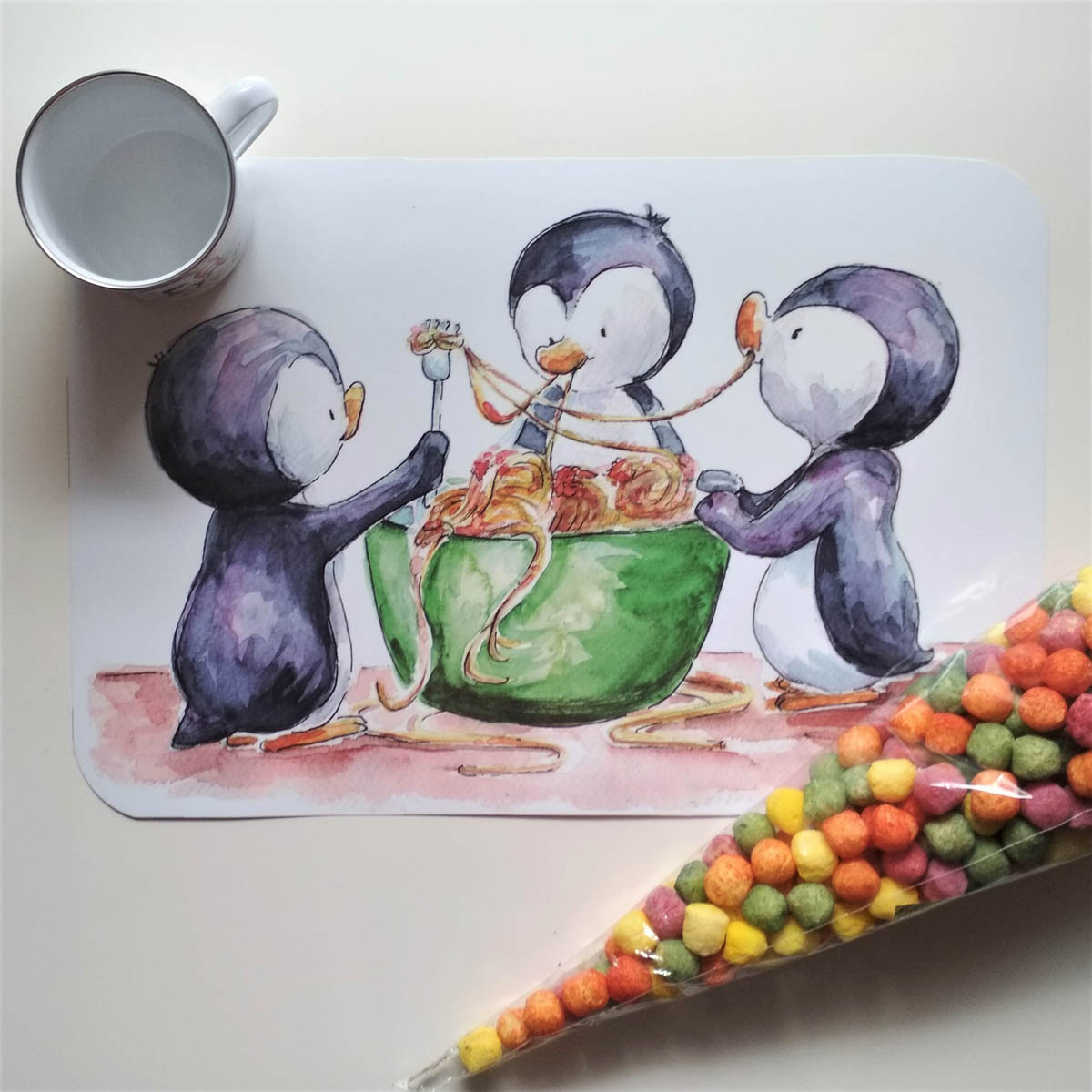 spagettiző pingvinek tányéralátét mARTás